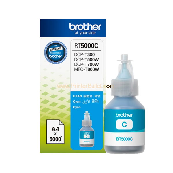 Brother BT-5000C Original Cyan Refill Ink Tank Bottle - 5,000 pages Compatible Model HL-T4000DW, DCP-T300, T310, T500W, T510W, T700W, T710W, T810W, MFC-T800W , T910D, T4500DW